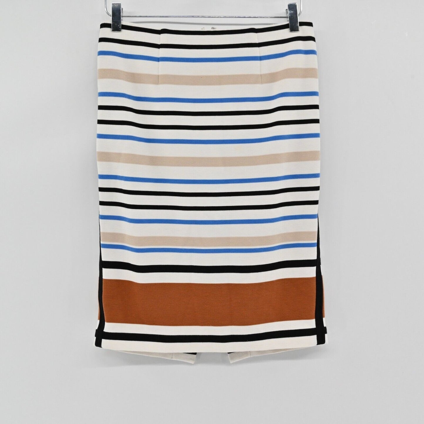 WHBM Skirt Womens Sz 2 Ponte Multi Stripe Pencil Knee Length Corpcore Office