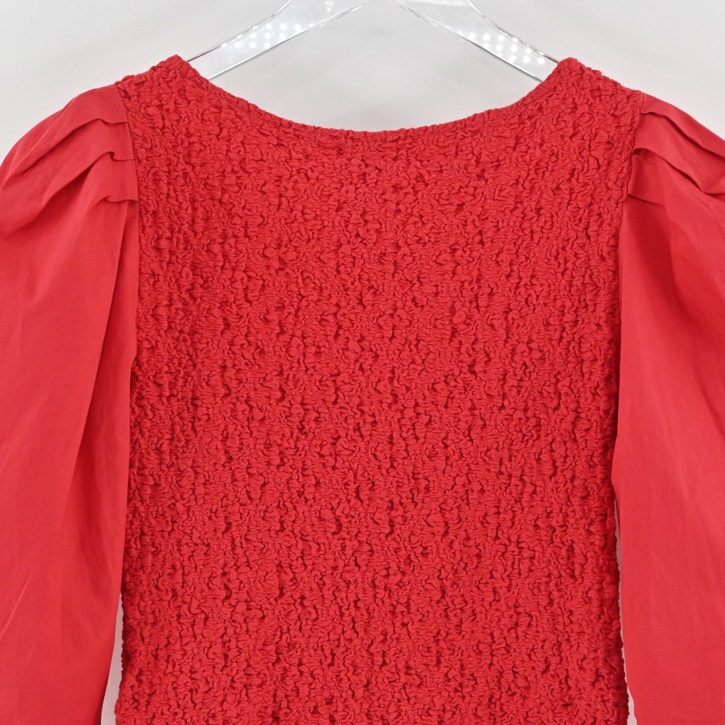 By Anthropologie Smocked Cardigan Size XS Red Button Up Puff Sleeve Top Boho