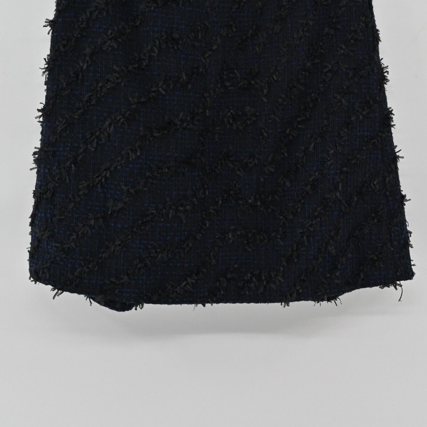 J MCLAUGHLIN Skirt Womens Size 6 Dark Navy Blue Tweed Fringe Textured ALine Mini