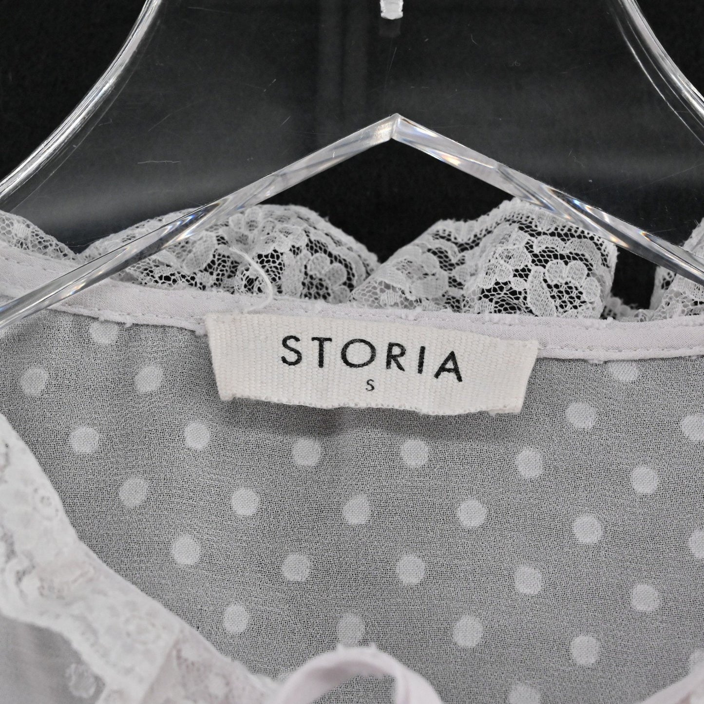 Storia Womens Lace Peasant Top Size S Romantic Ethereal Delicate Boho LAVENDER