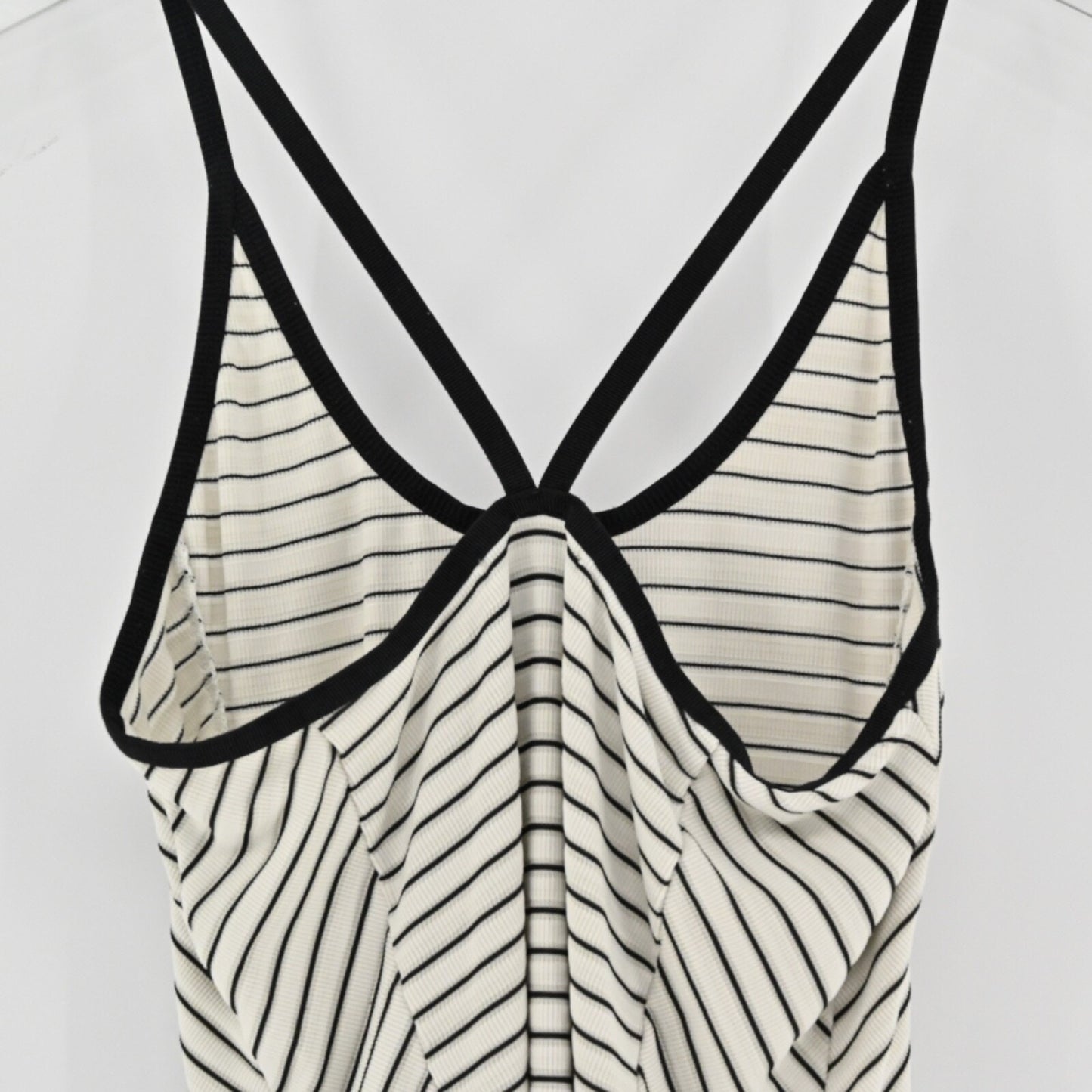 DEREK LAM 10C Womens Madison Ave Tank Top Size S ATHLETA White Black Stripe Gym