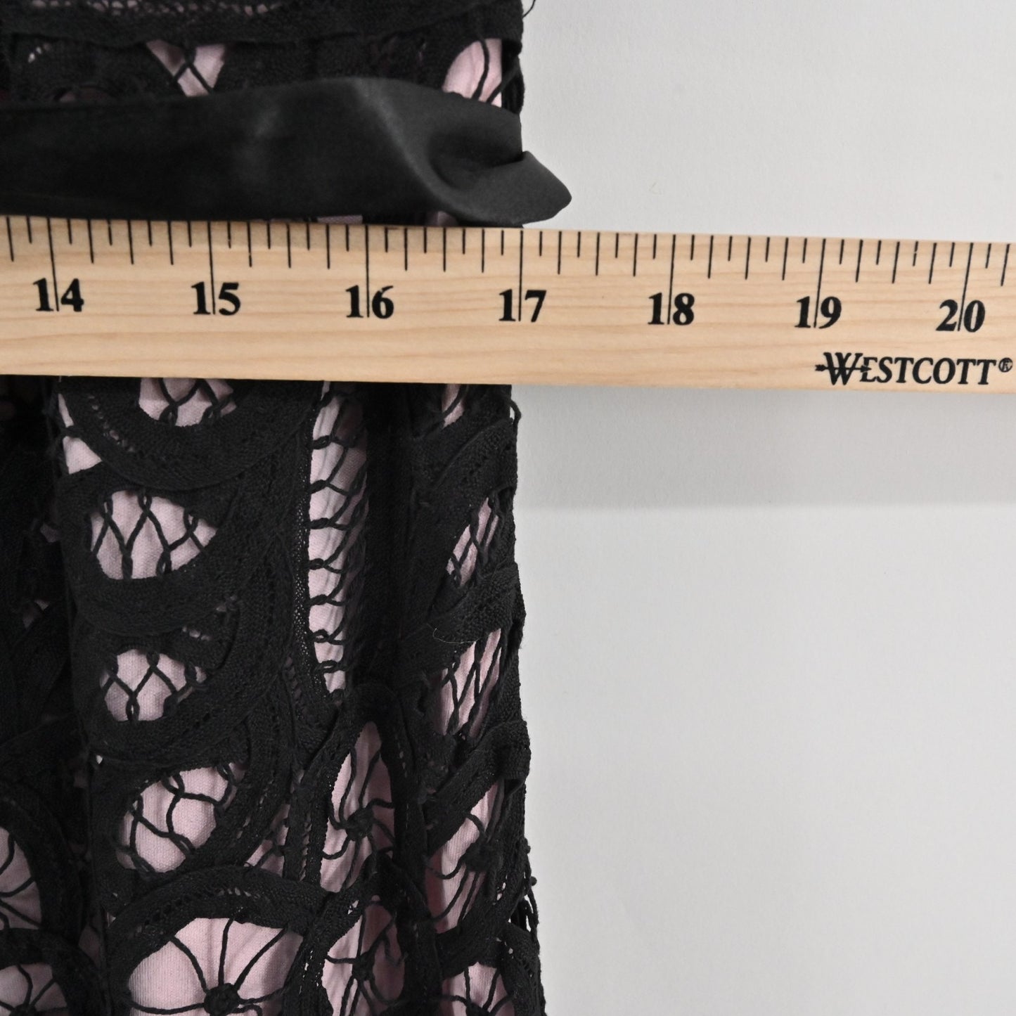 Vtg Black Crochet Lace Dress Size S Fairy Coquette Glam Kroshetta Papillon Y2k