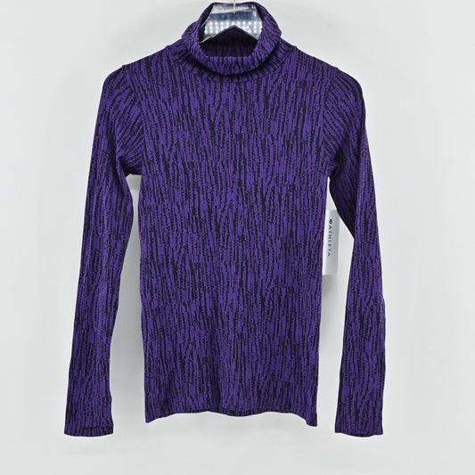 Athleta Flurry Elemental Turtleneck Top Womens XS Purple Black Warm Long Sleeve