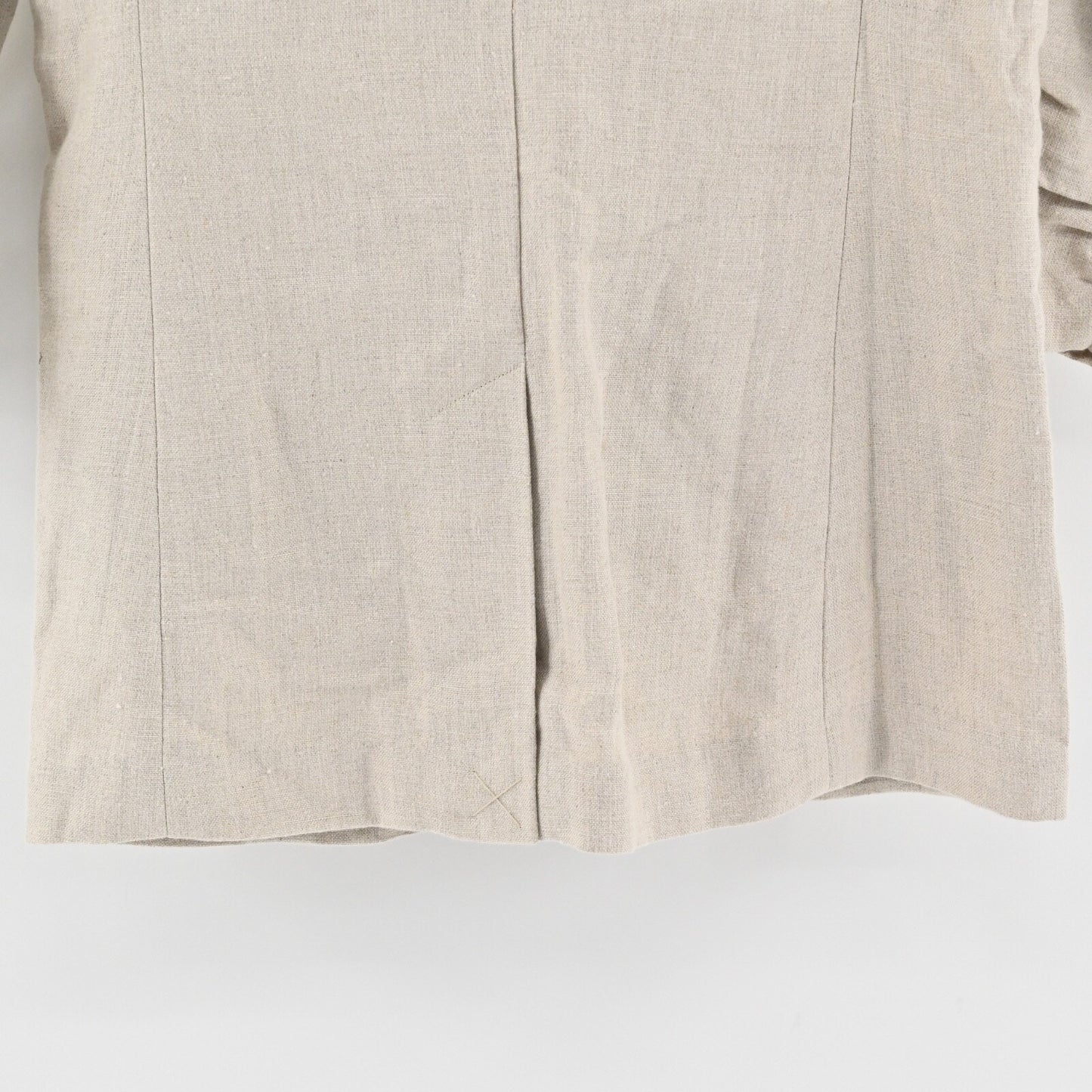 MICHAEL KORS Womens Ruched Linen Blazer Sz 0 Beige 3/4 Sleeve Office Career NEW