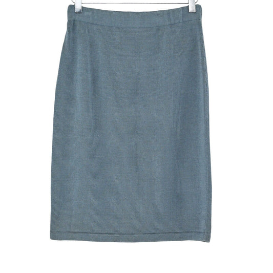 Vtg PERUVIAN CONNECTION Skirt Womens Size S Blue Cotton Knit Elastic Pencil 80s