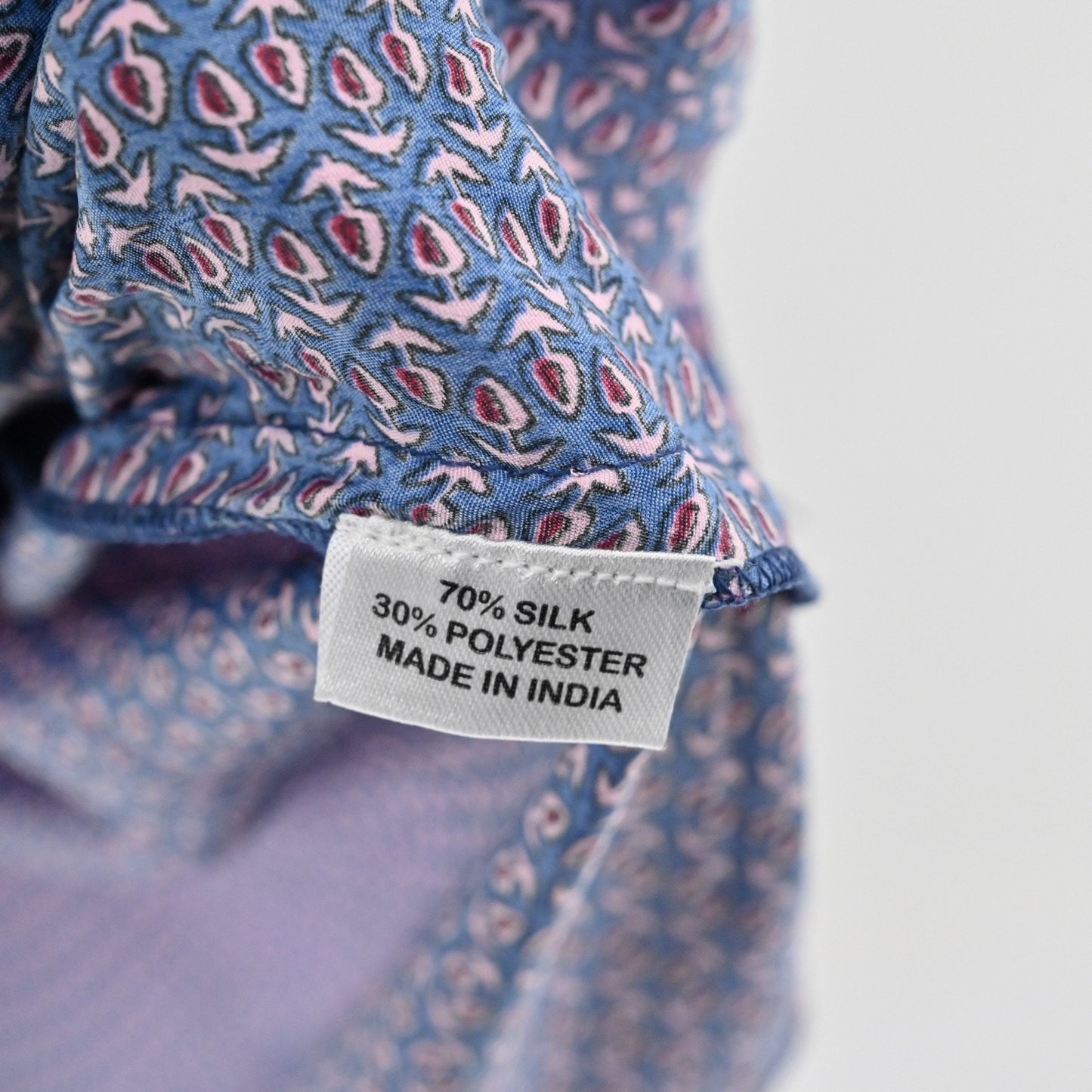 PERRY WALKER COLLECTIVE Cornelia Midi Dress Size M Blue Floral Silk Peasant Boho