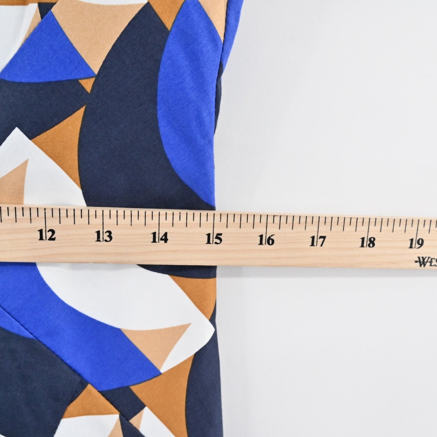 MILLY Mini Sheath Dress Size 10 Blue Geometric Print Cotton Boat Neck Retro USA