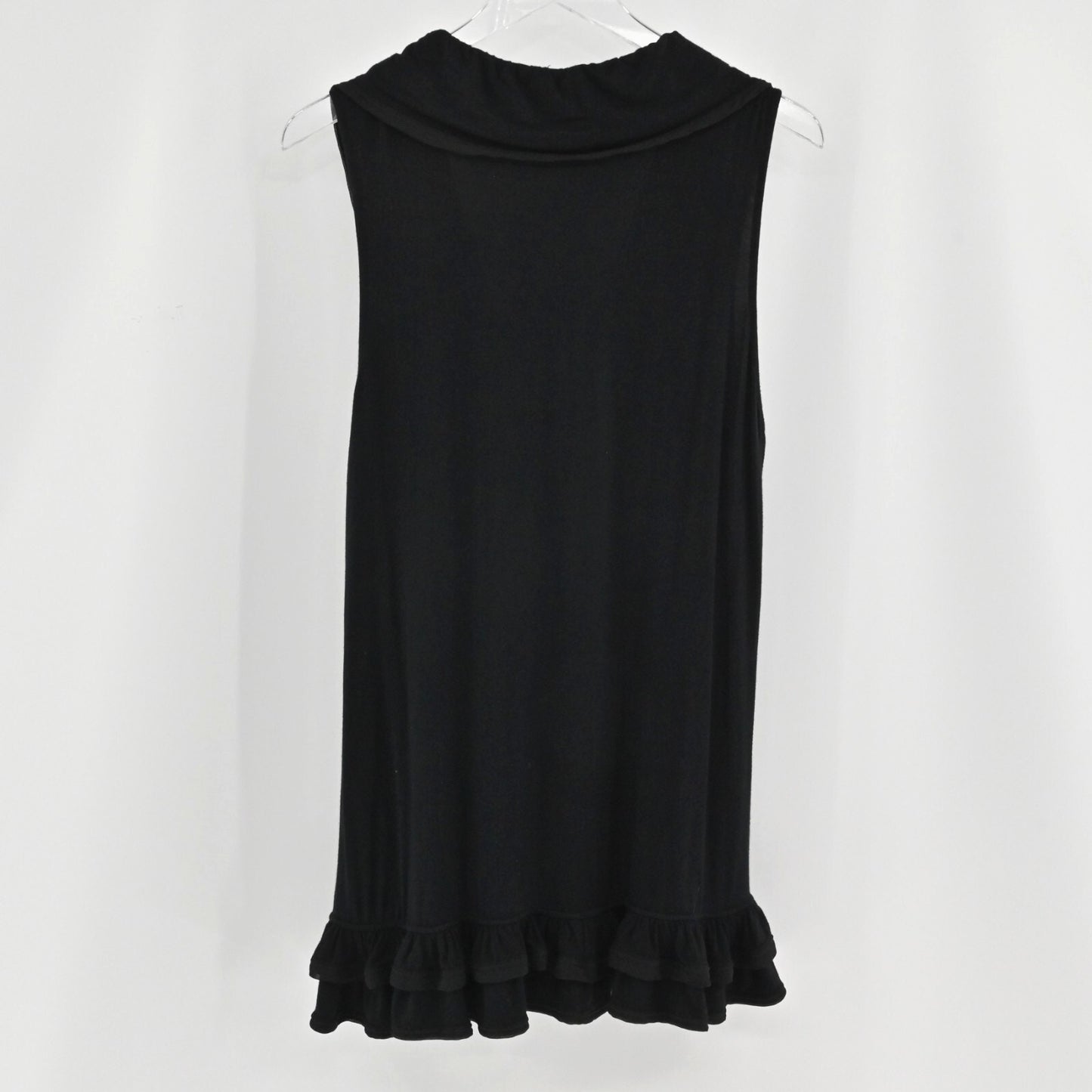 VIVIENNE TAM Womens Black Ruffle Top Size XL Blouse Sleeveless Button Front