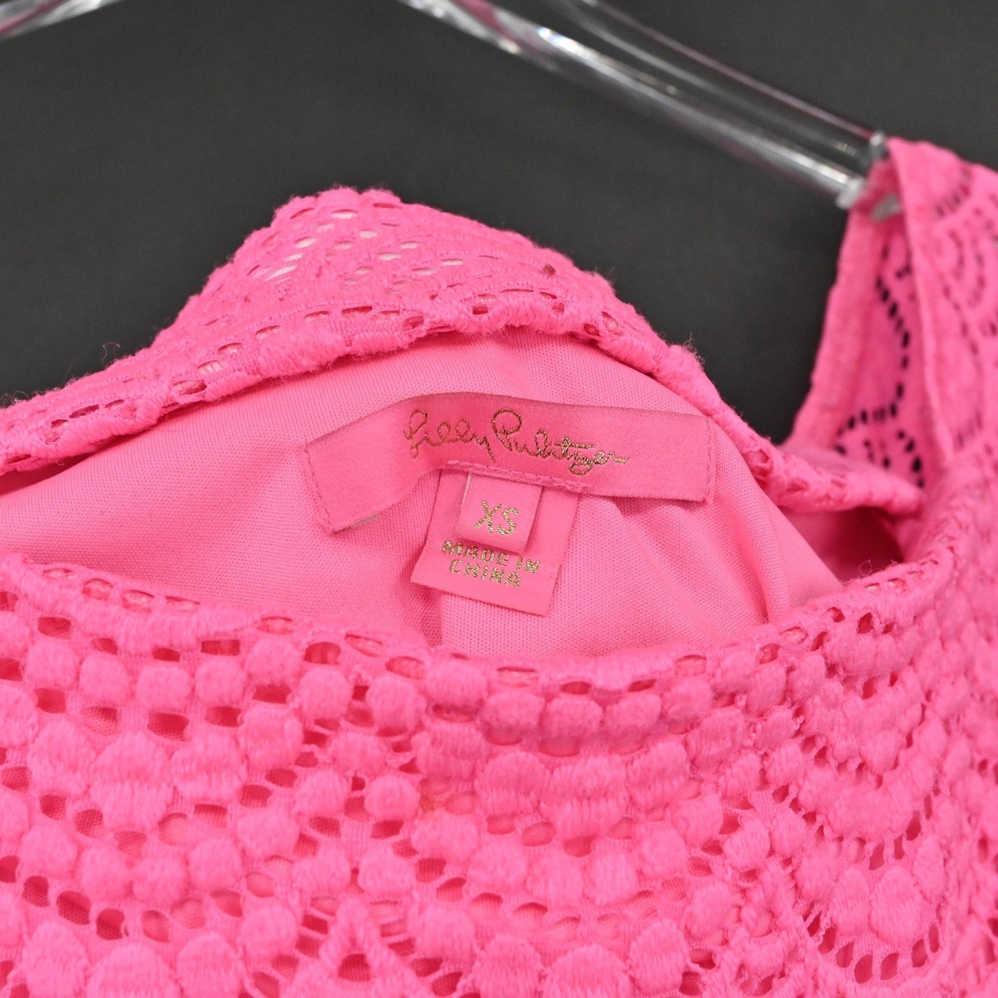 Lilly Pulitzer Jade Off The Shoulder Mini Dress Size XS Pink Lace Preppy Boho