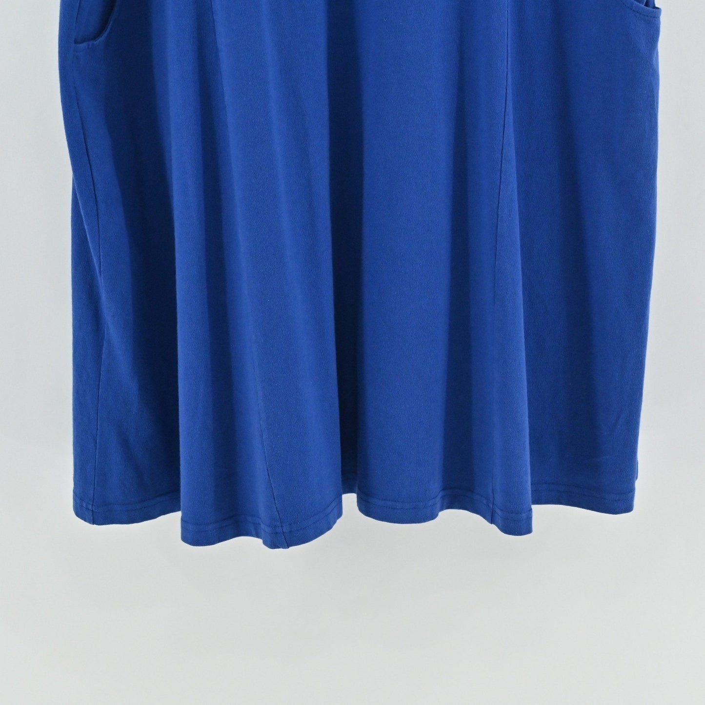 Vtg Bryn Walker Oversized Tunic Dress Size L Blue Cotton Lagenlook Boho Pockets