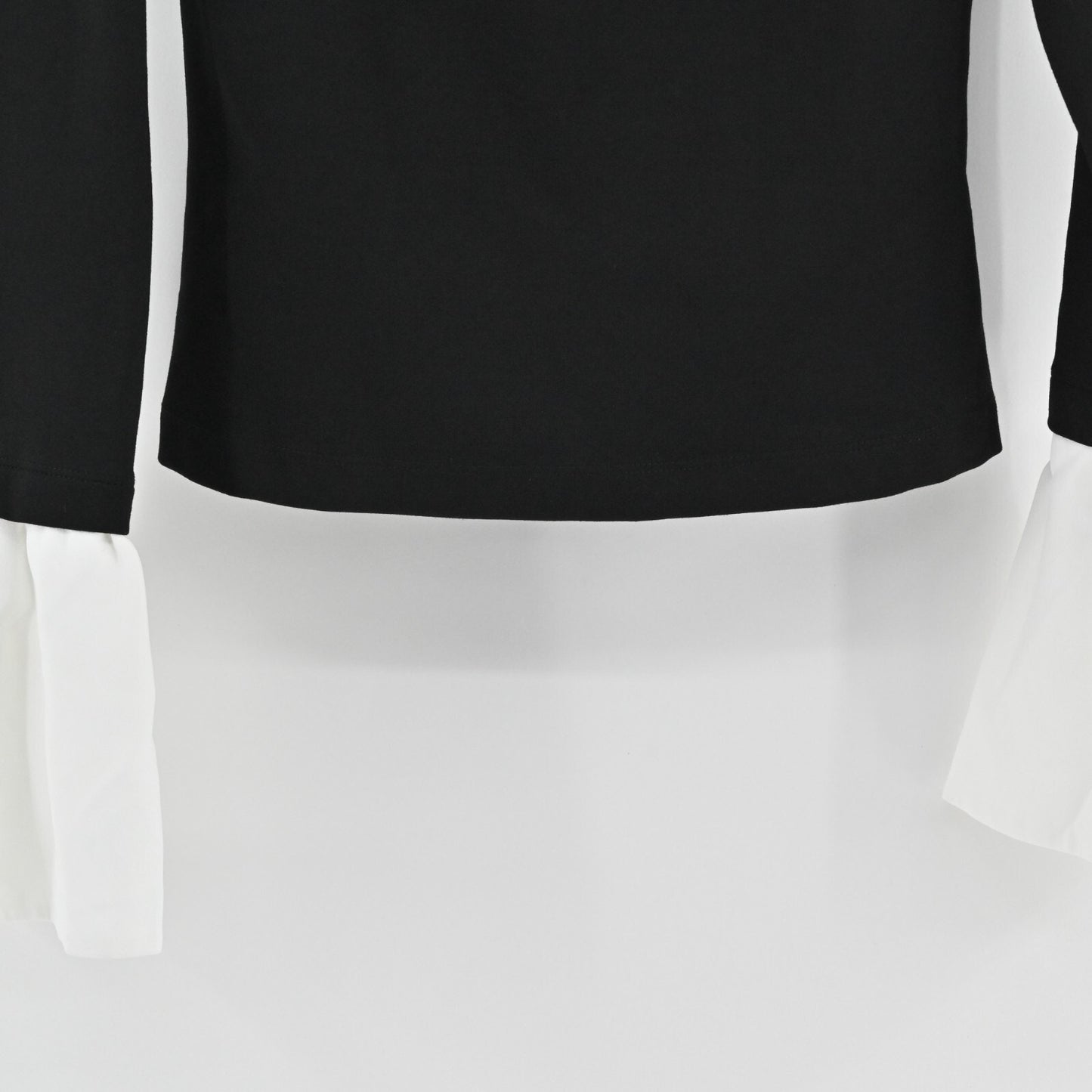 STAUD Womens Lavop Bell Sleeve Top Sz XS Crepe Trimmed Stretch Ponte Turtleneck