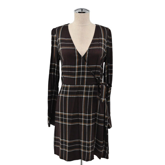 SANCTUARY Dress Womens Size 6 Upbeat Plaid Print Faux Wrap Long Sleeve VNeck