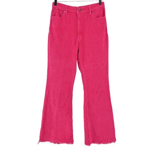 RACHEL ROY Pants Womens Size 2 Hot Pink Corduroy Frayed Hem Bell Bottom Flare