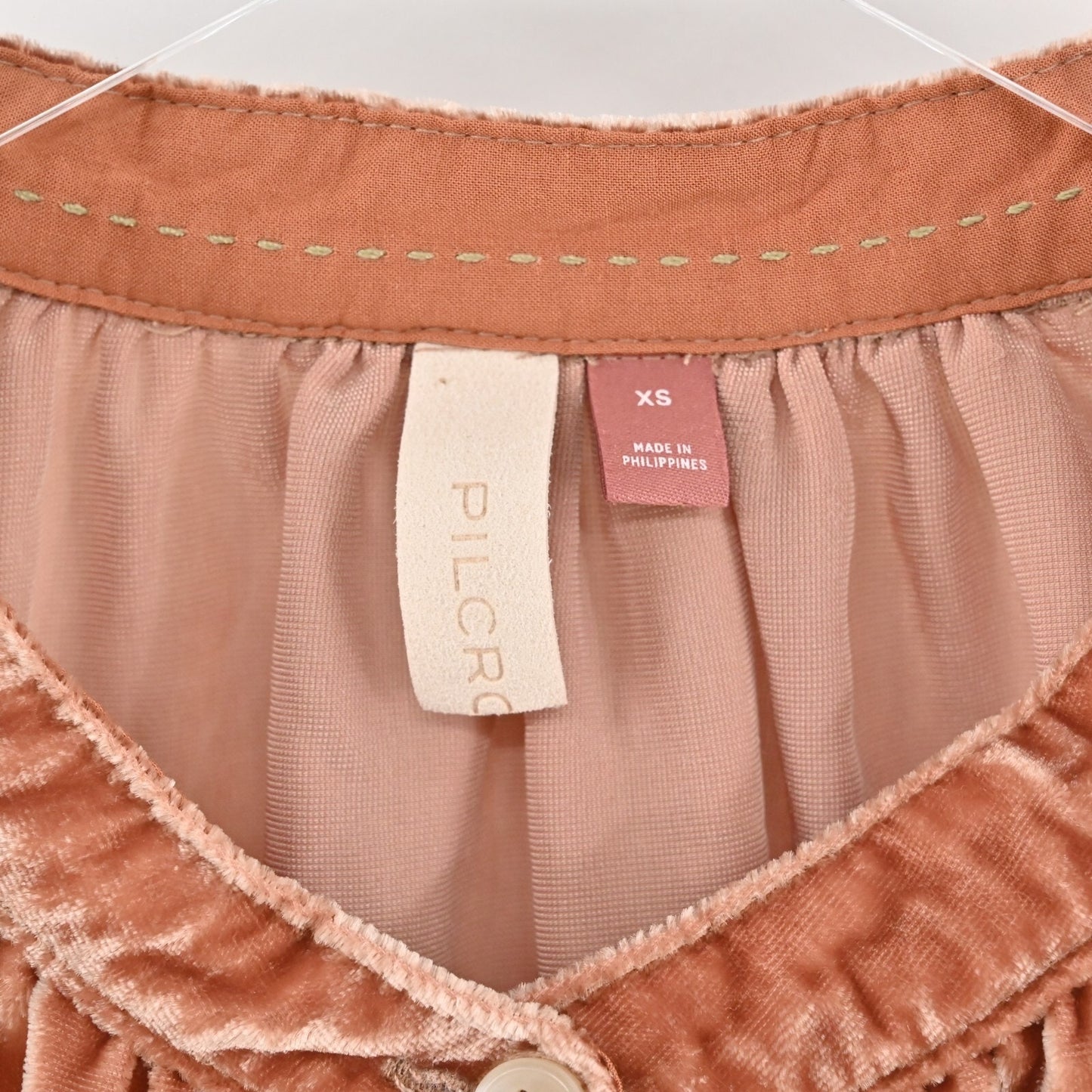 ANTHROPOLOGIE Top Womens Size XS Pilcro Velvet Femme Button Front Pocket Blouse
