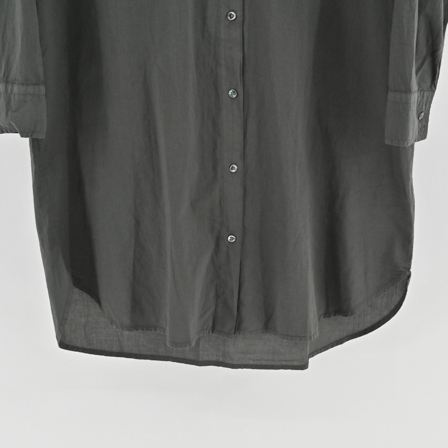 James Perse Gray Shirt Dress Size L Long Sleeve Mandarin Collar Button Lagenlook