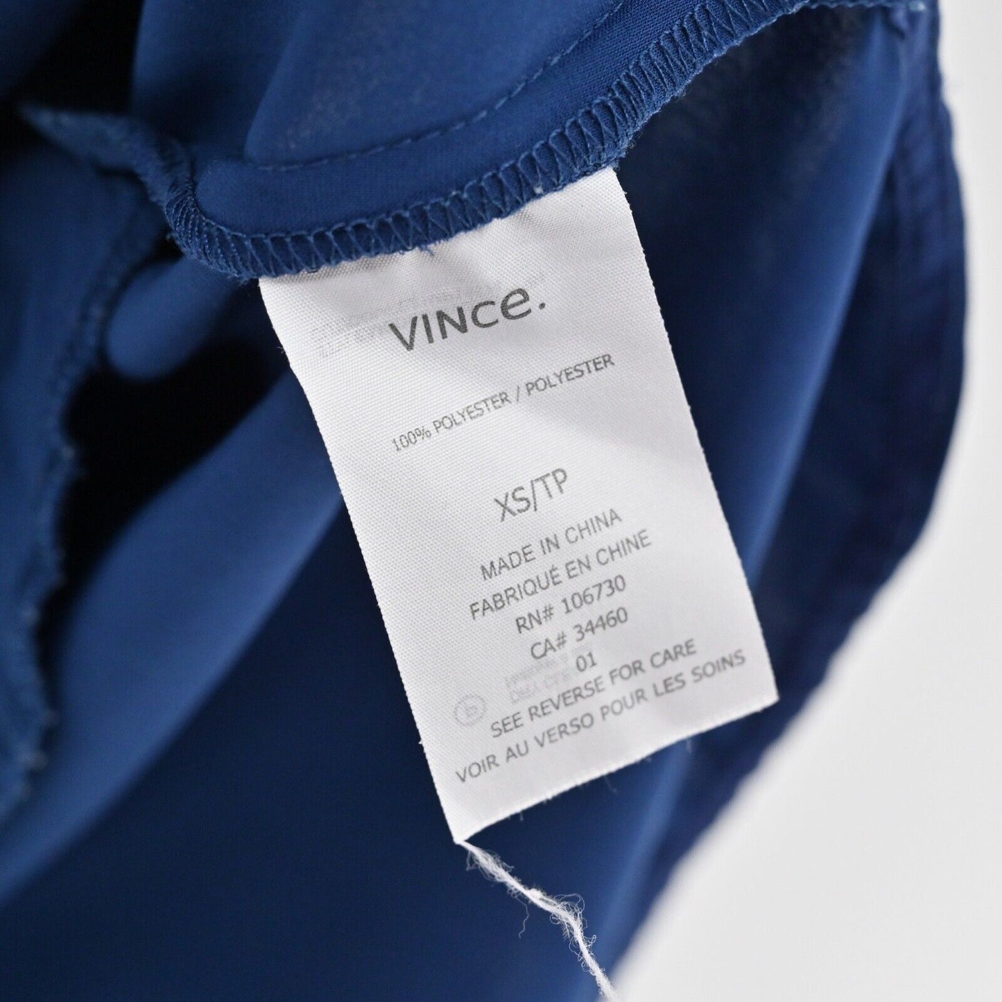 VINCE Dress Size XS Blue Cap Sleeve Drawstring Waist Shirt Capsule Quiet Luxury