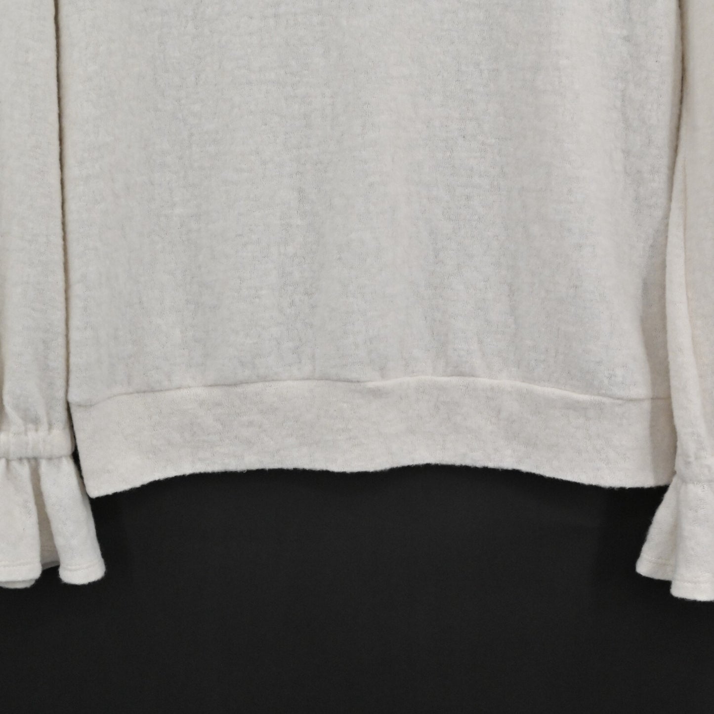 NWOT Anthropologie Sweater Eri Ali Sasha Hacci Top Cream SOFT Ruffle Cozy Size S