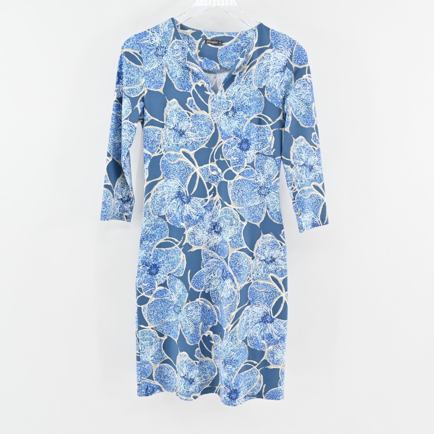 J MCLAUGHLIN Carly Dress Size XS Catalina Cloth Stretch Blue Floral Print