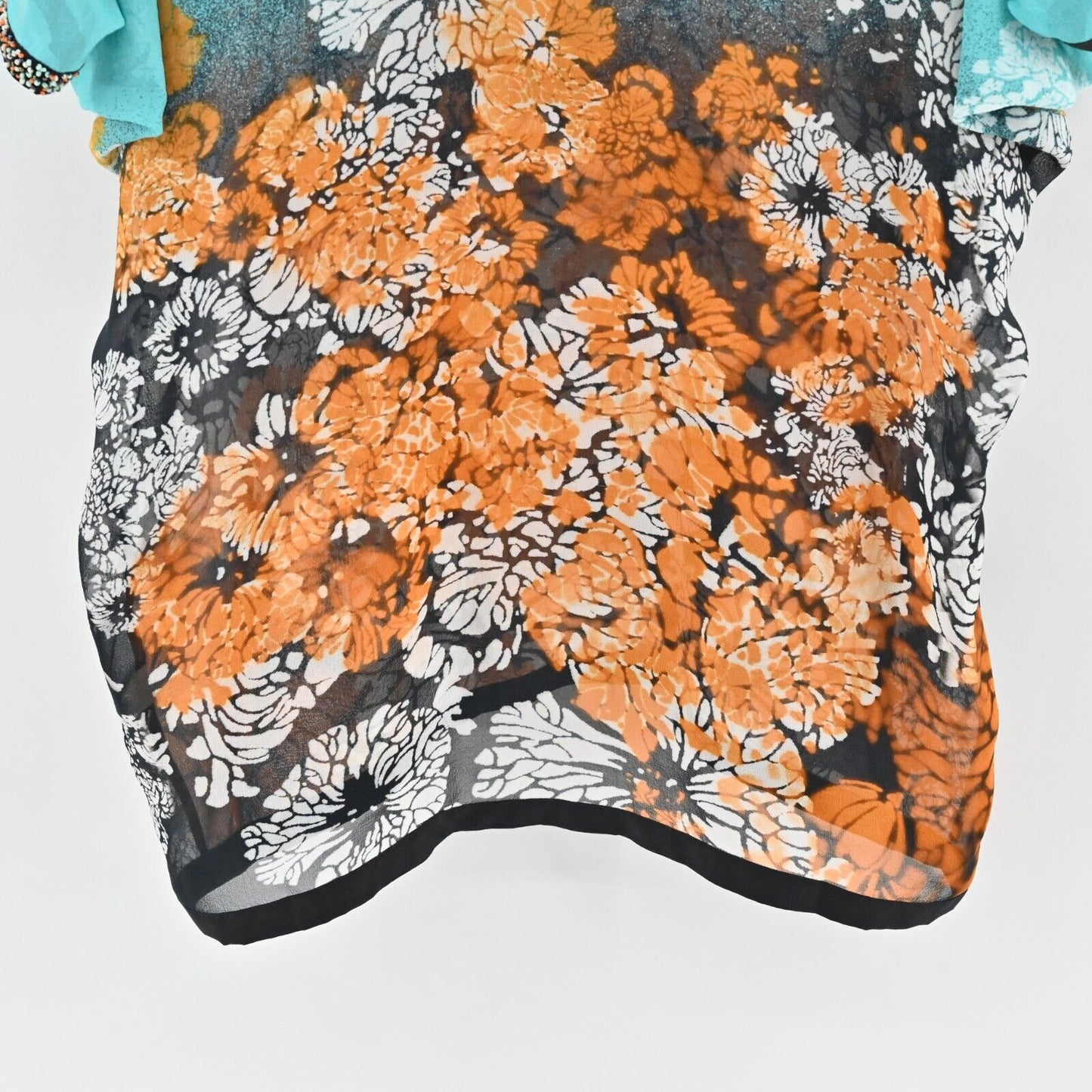 PETANU by PASHMA Top Womens Size M Silk Beaded Tunic Multicolor Floral Relaxed