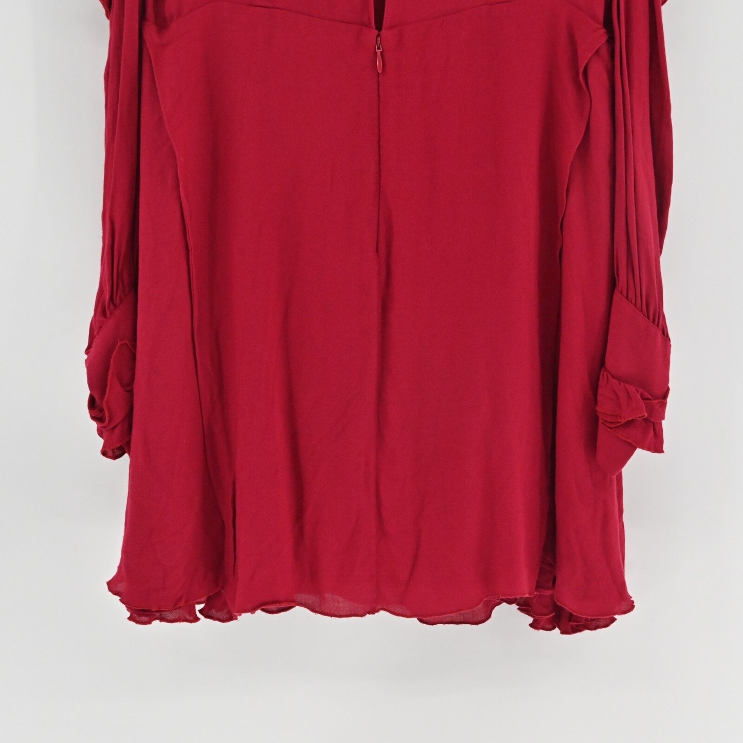 IRO Womens Hanie Cold Shoulder Dress Size 42 XL Red Ruffle Long Sleeve Mini NEW