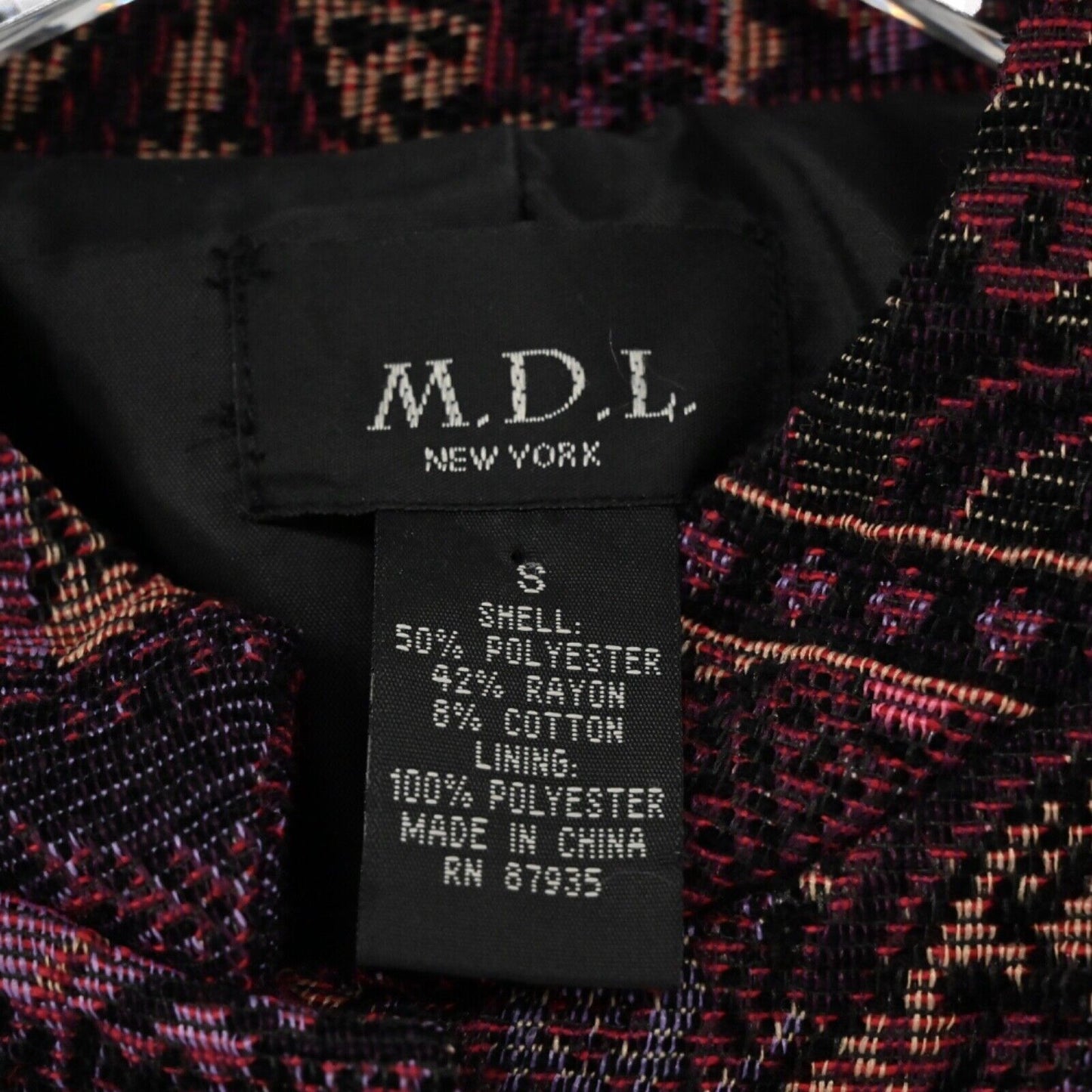 Vtg MDL Jacket Womens Sz S Purple Patchwork Print Tapestry Button Front Boho 90s
