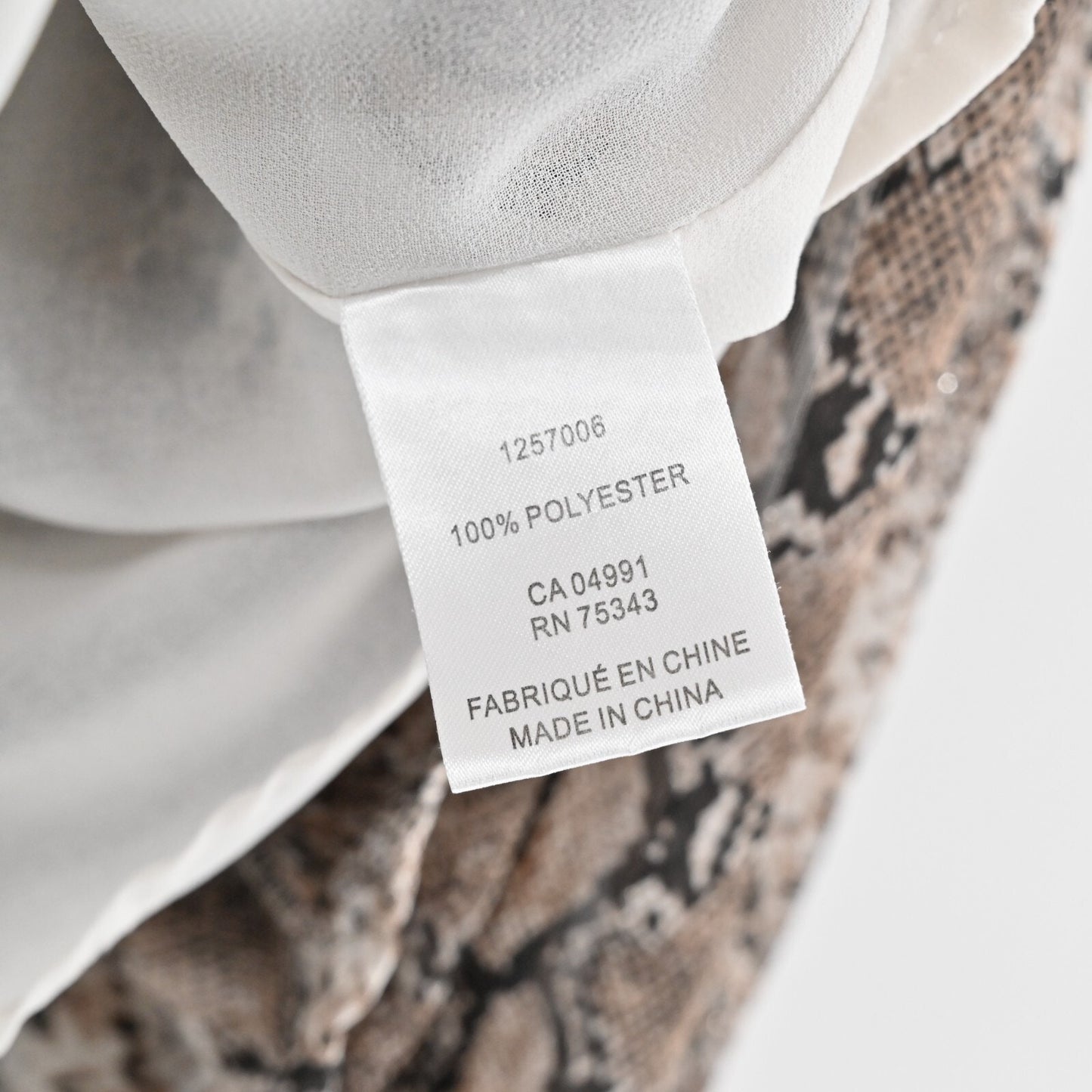 JOIE Smocked Top Womens Size XS Snakeskin Print Mock Neck Chiffon Relaxed Blouse