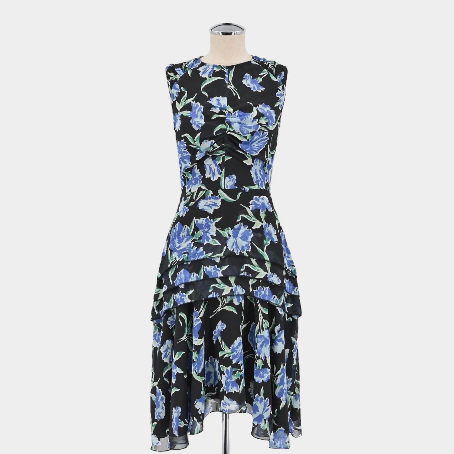 JASON WU Collection Womens Blue Floral Dress Sz 2 Printed Fit Flare Day Chiffon