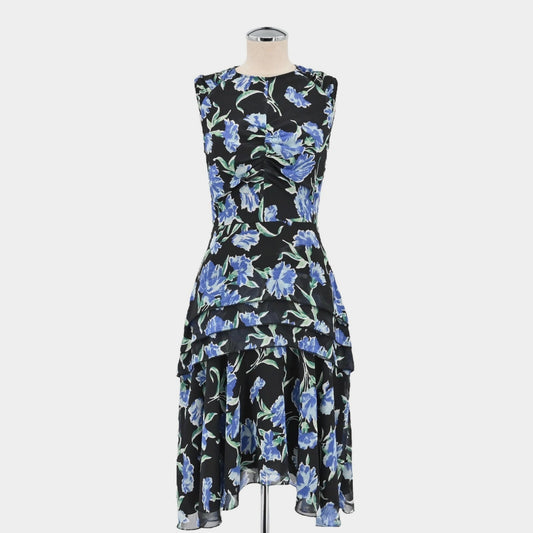 JASON WU Collection Womens Blue Floral Dress Sz 2 Printed Fit Flare Day Chiffon