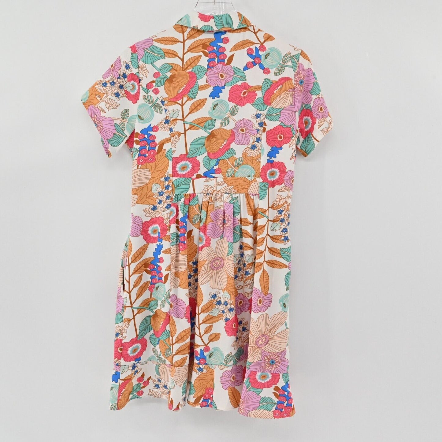 TOLANI Dress Sz XXS Multicolor Floral Print Tiered Button Front Mini Boho Retro