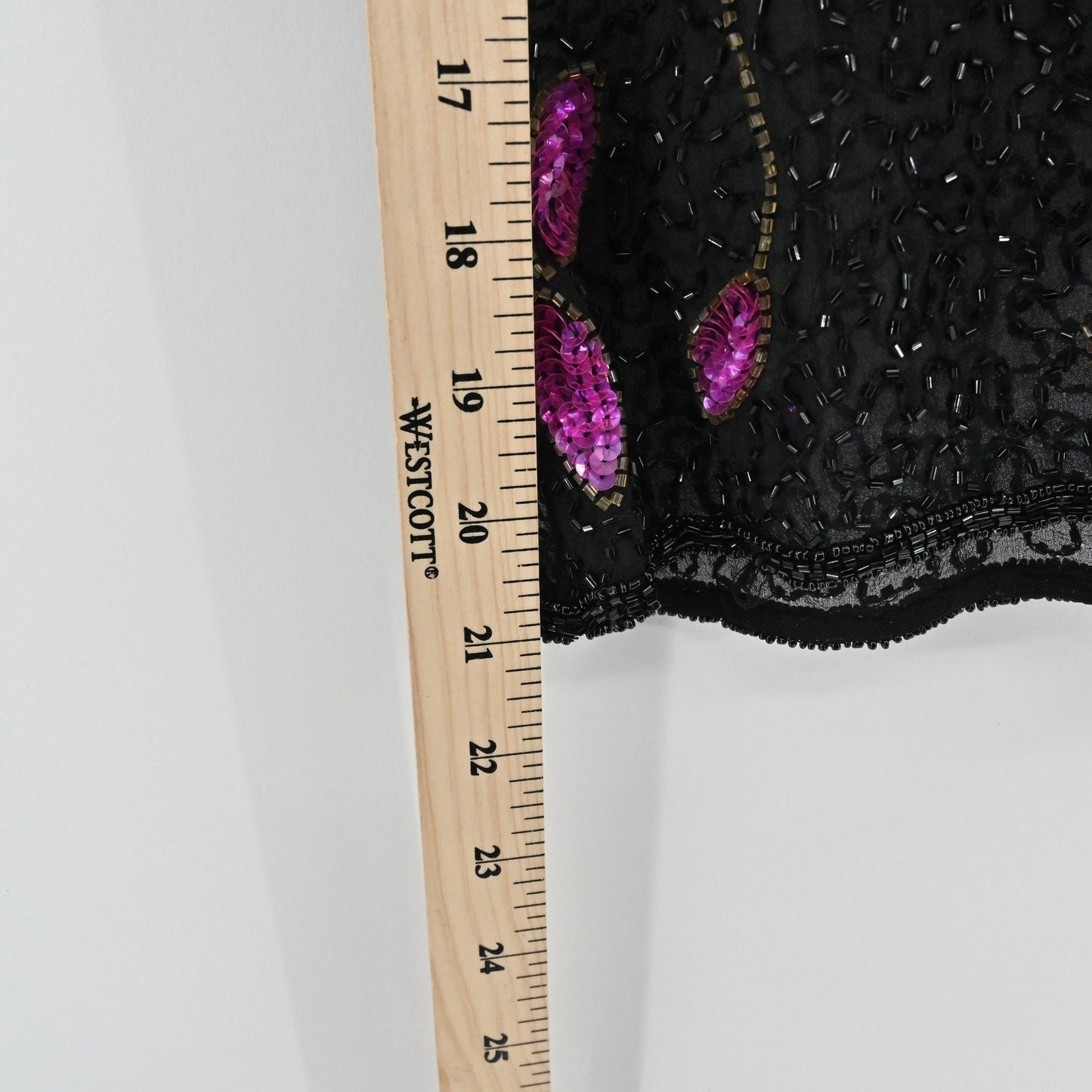 Vtg 80s Papell Boutique Silk Beaded Top Size S Black Pink Sequined Retro Glam