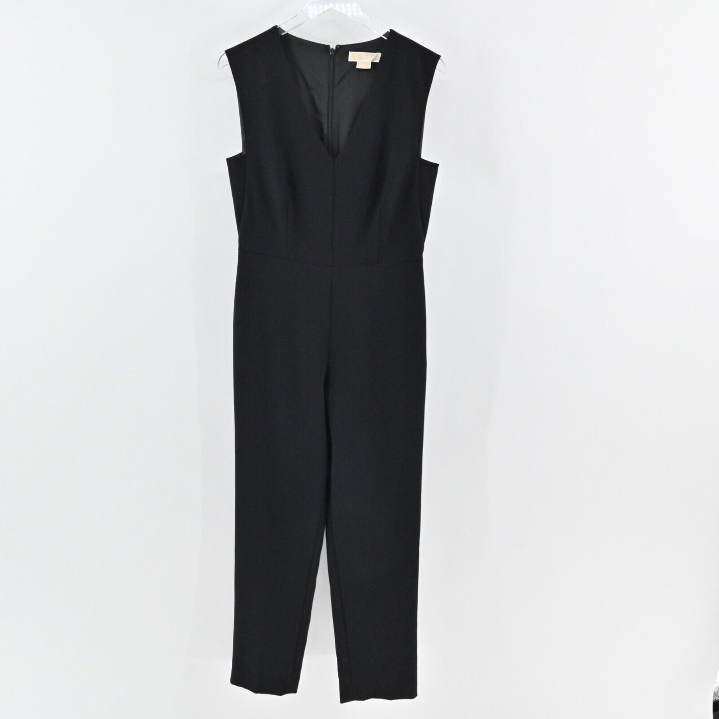 MICHAEL KORS Jumpsuit Womens Sz 8 Black Sleeveless V Neck High Waist Tapered Leg