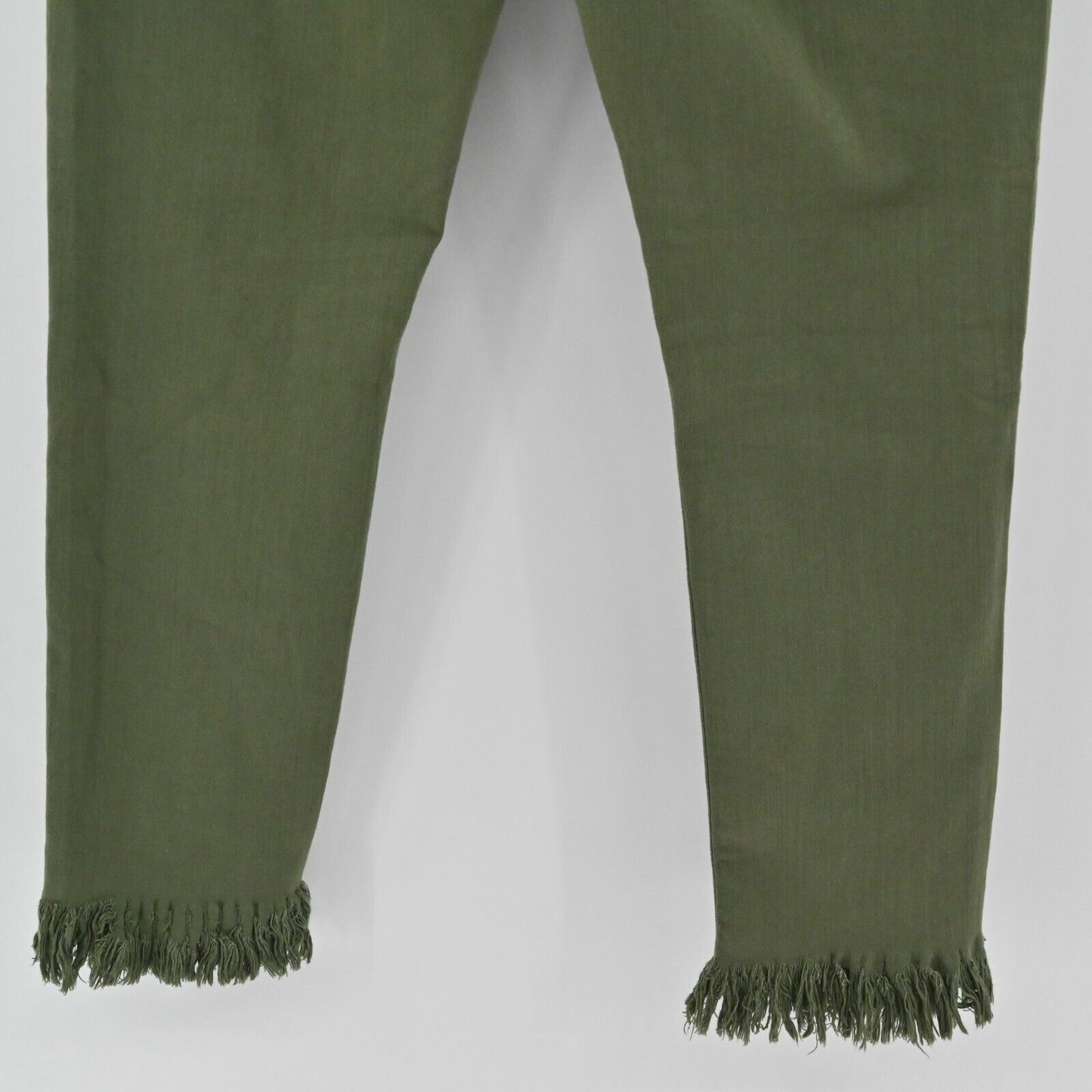 JUST BLACK DENIM Jeans Womens Sz 30 Green Crop Ankle Army Fringe Made in USA NEW