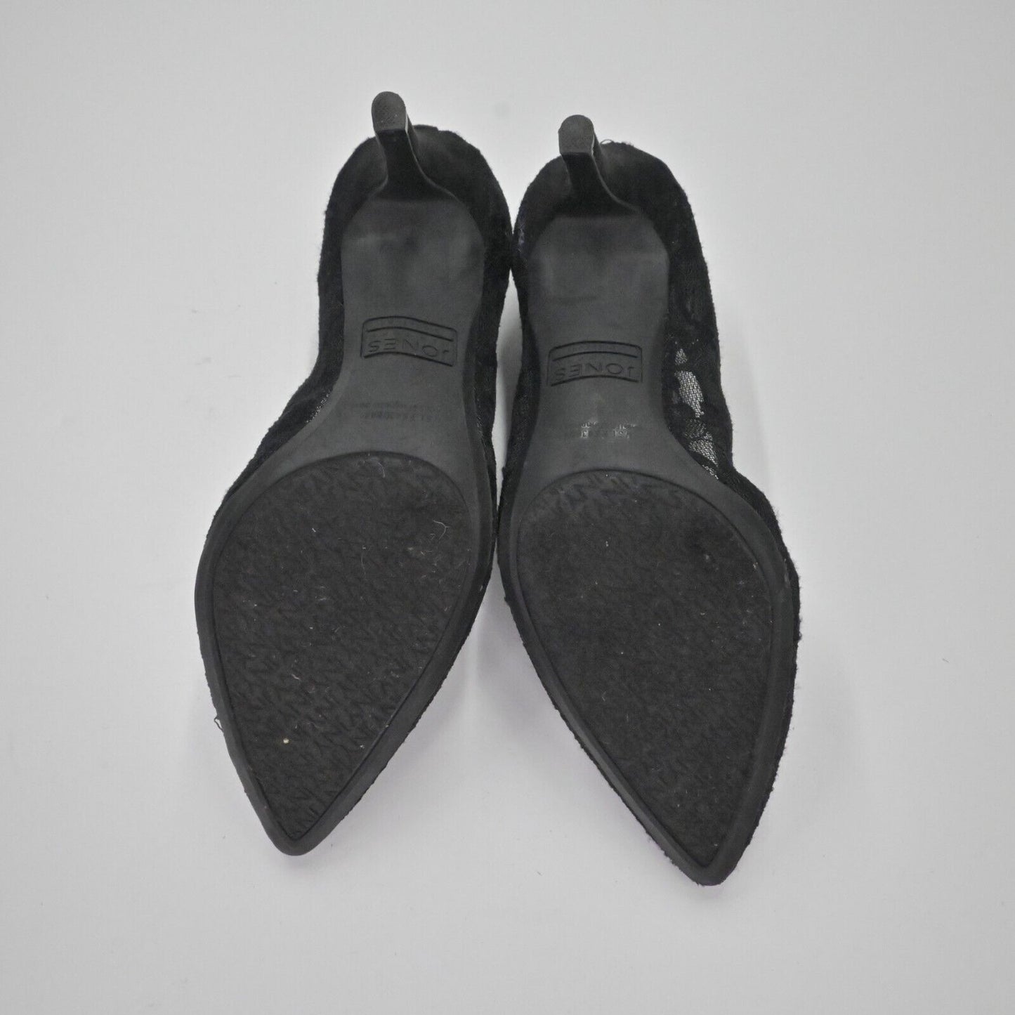 Vtg JONES NEW YORK Womens Sz 5.5 Black Floral Lace Pointed Toe Berdina Stiletto