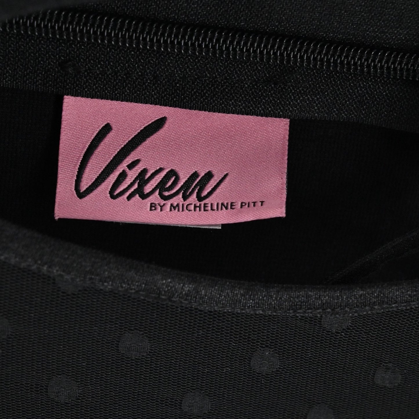 Vixen by Micheline Pitt 30s Frenchie Swing Dress Sz XS Black Sheer Bishop Sleeve