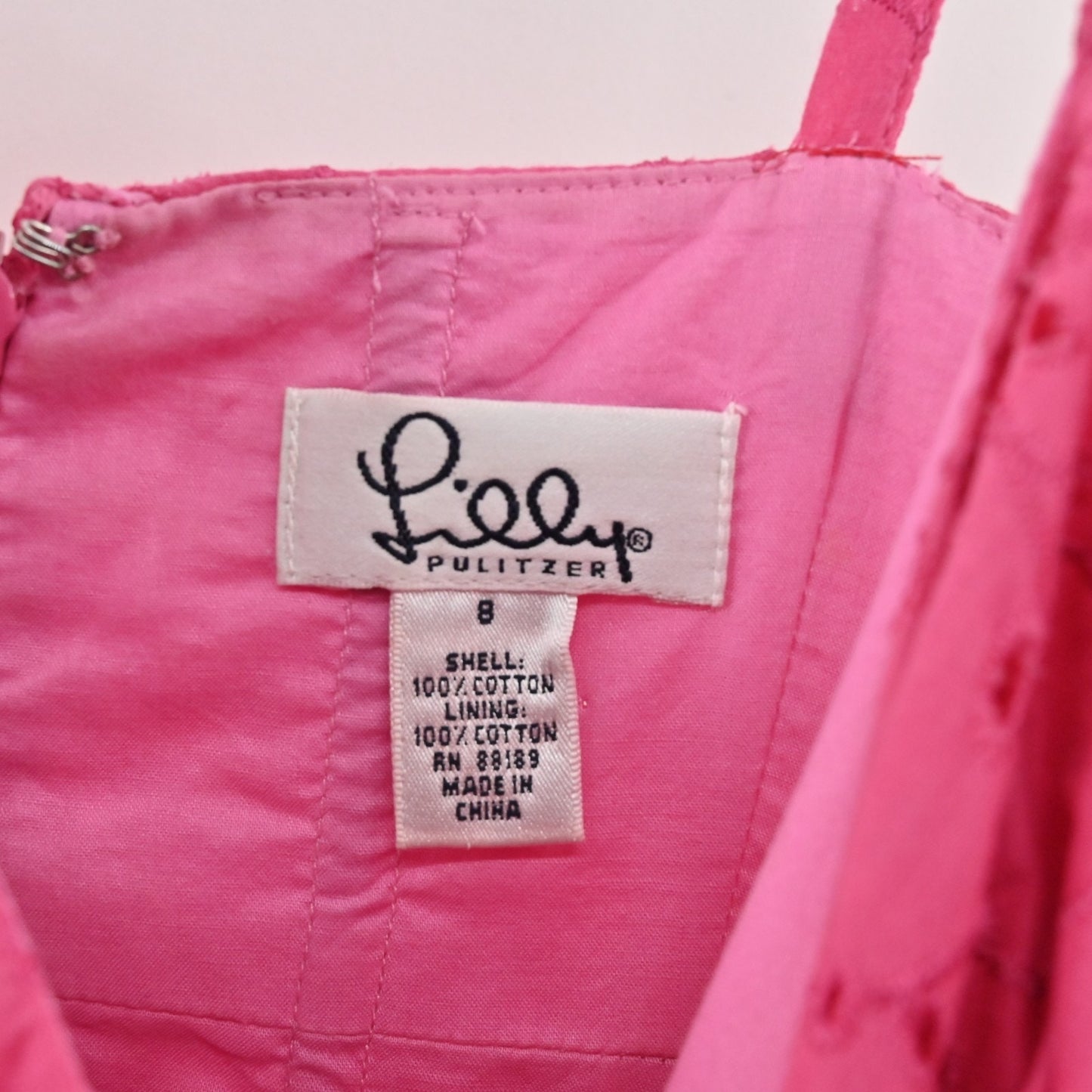 Vtg Lilly Pulitzer Pink Eyelet Dress Size 8 Sundress Summer Cotton White Label