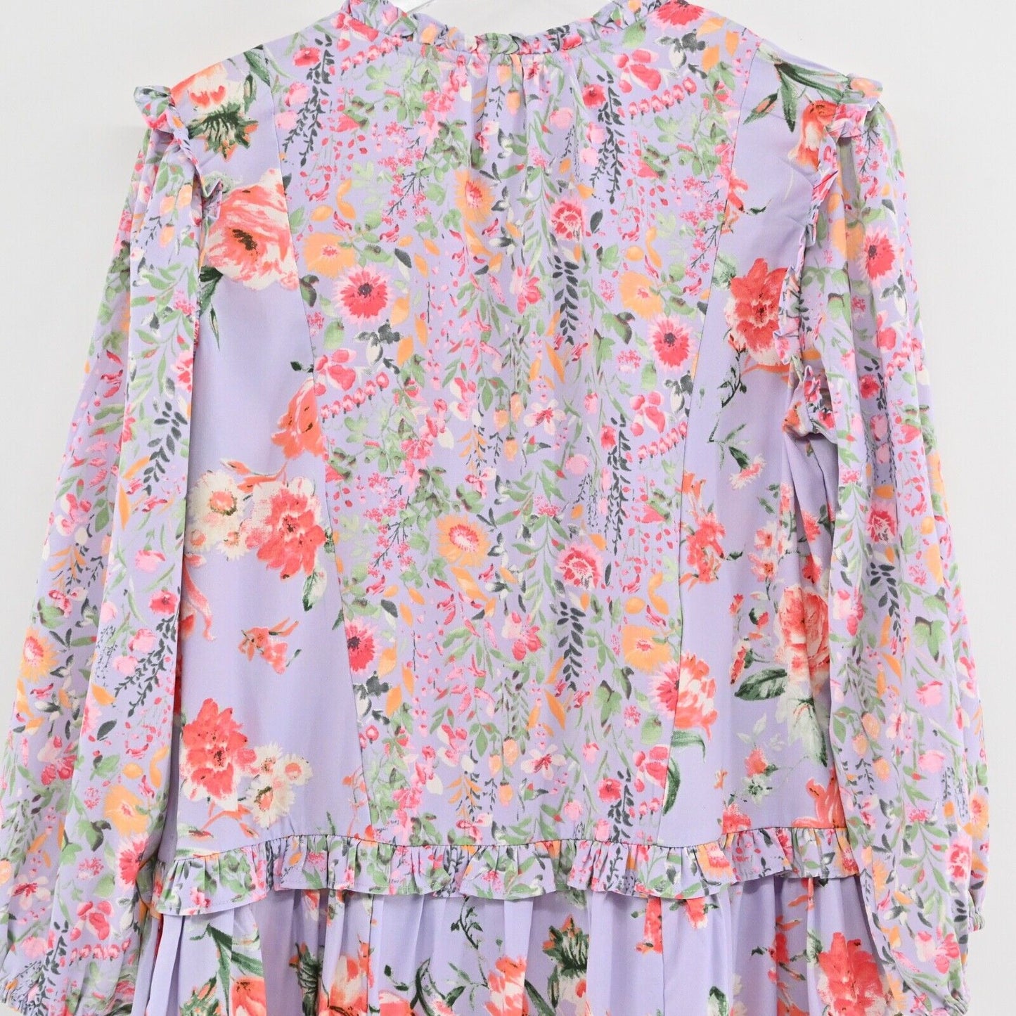 TOLANI Collection Dress Sz S Lavender Floral Balloon Sleeve Ruffle Peasant Bloom