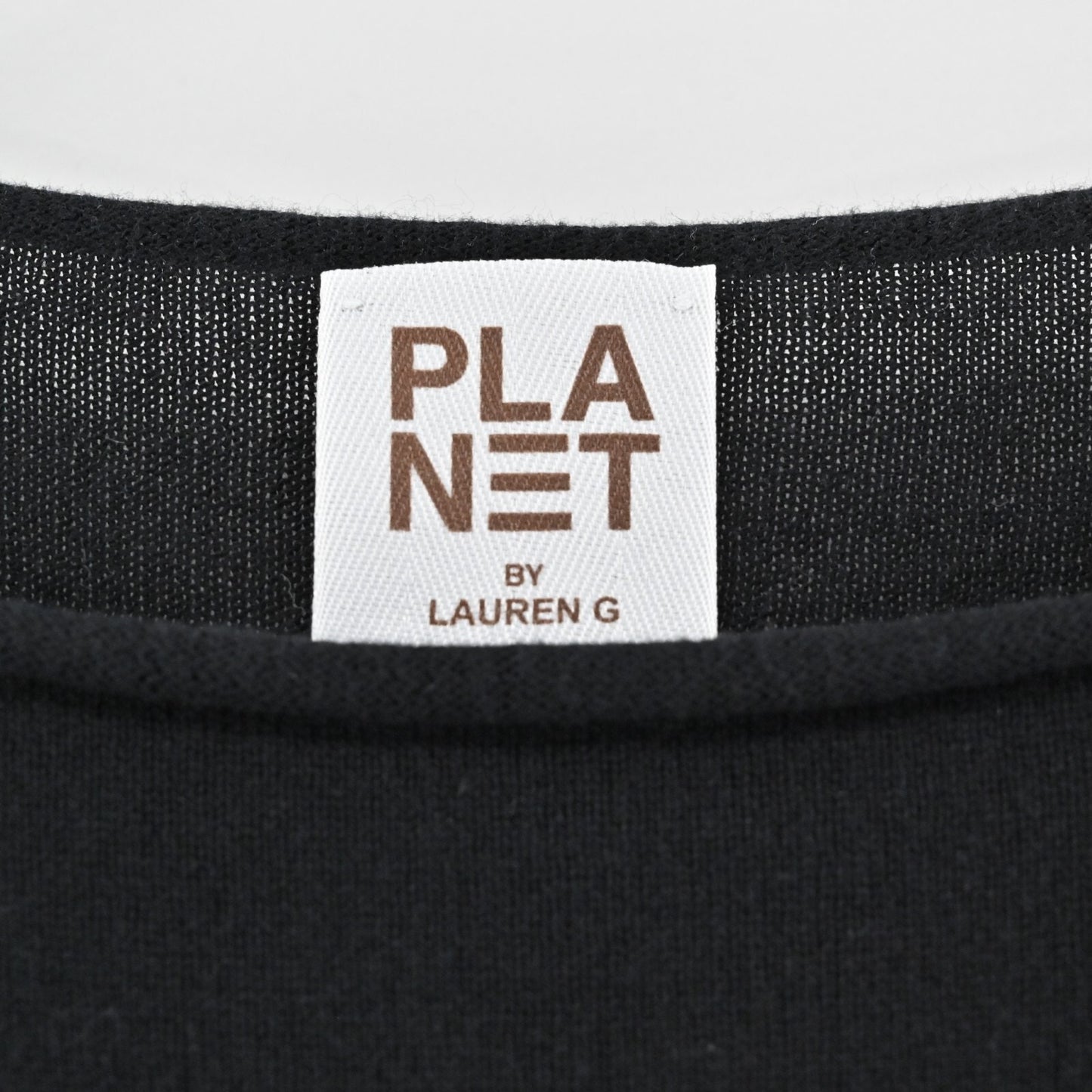 PLANET by LAUREN G Womens Black OSFA Sweater Pima Cotton Bateau Neck Minimalist