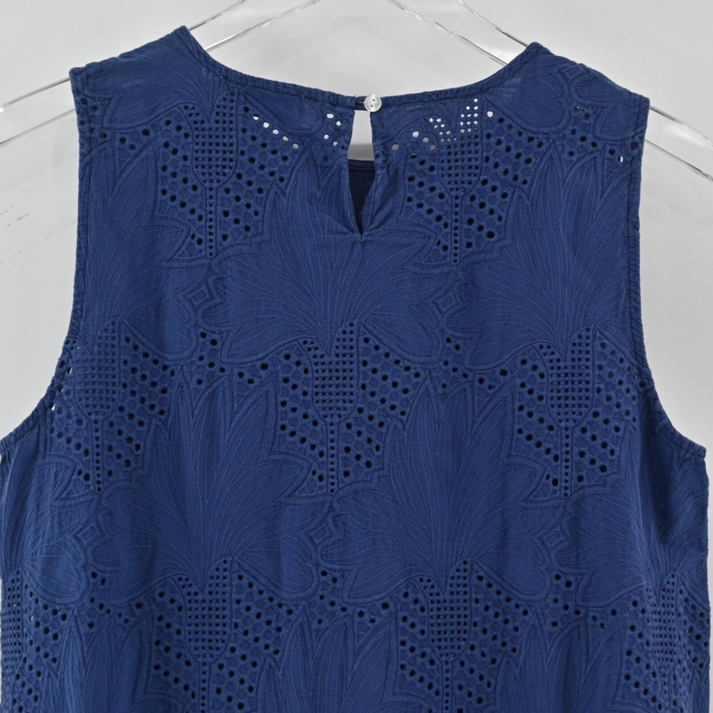 VINEYARD VINES Womens Embroidered Top Size S Blue Floral Eyelet Cotton Preppy