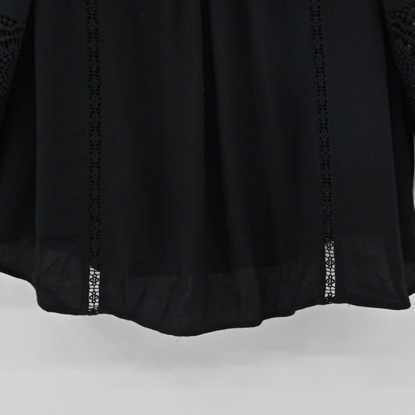 JOIE Top Womens Size S Black Bellange Floral Crochet Lace Inset Balloon Sleeve