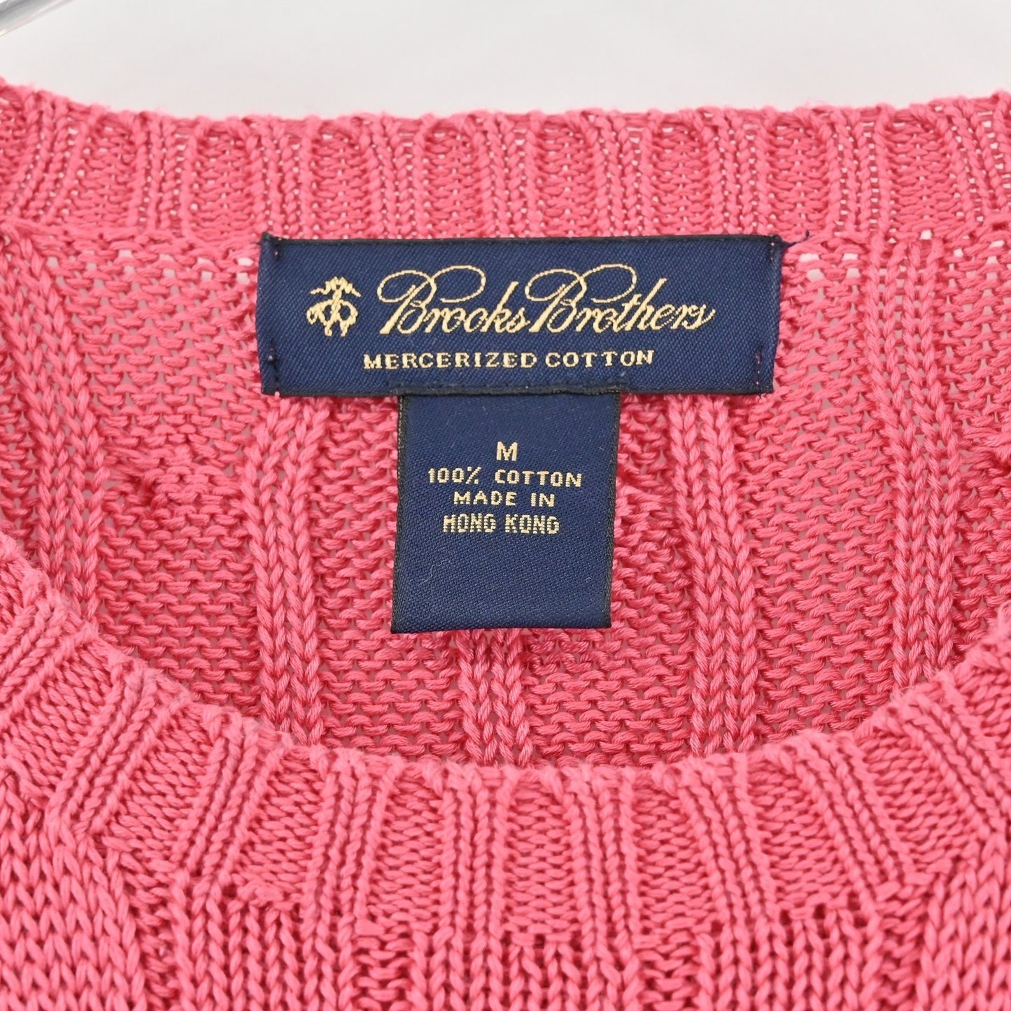 Brooks Brothers Womens Sweater Size M Pink Cable Knit Crewneck Pullover Classic