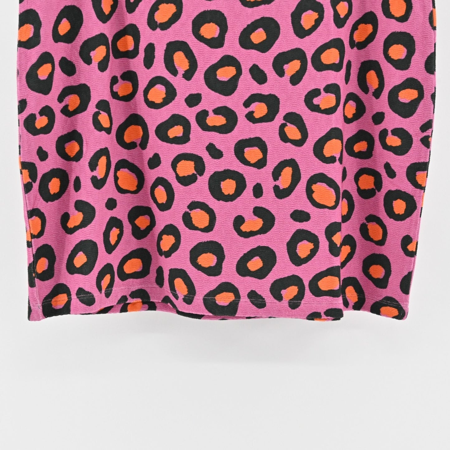 FARM RIO Animal Print Skirt Size L Anthropologie Halley Knit Mini Pink Stretch