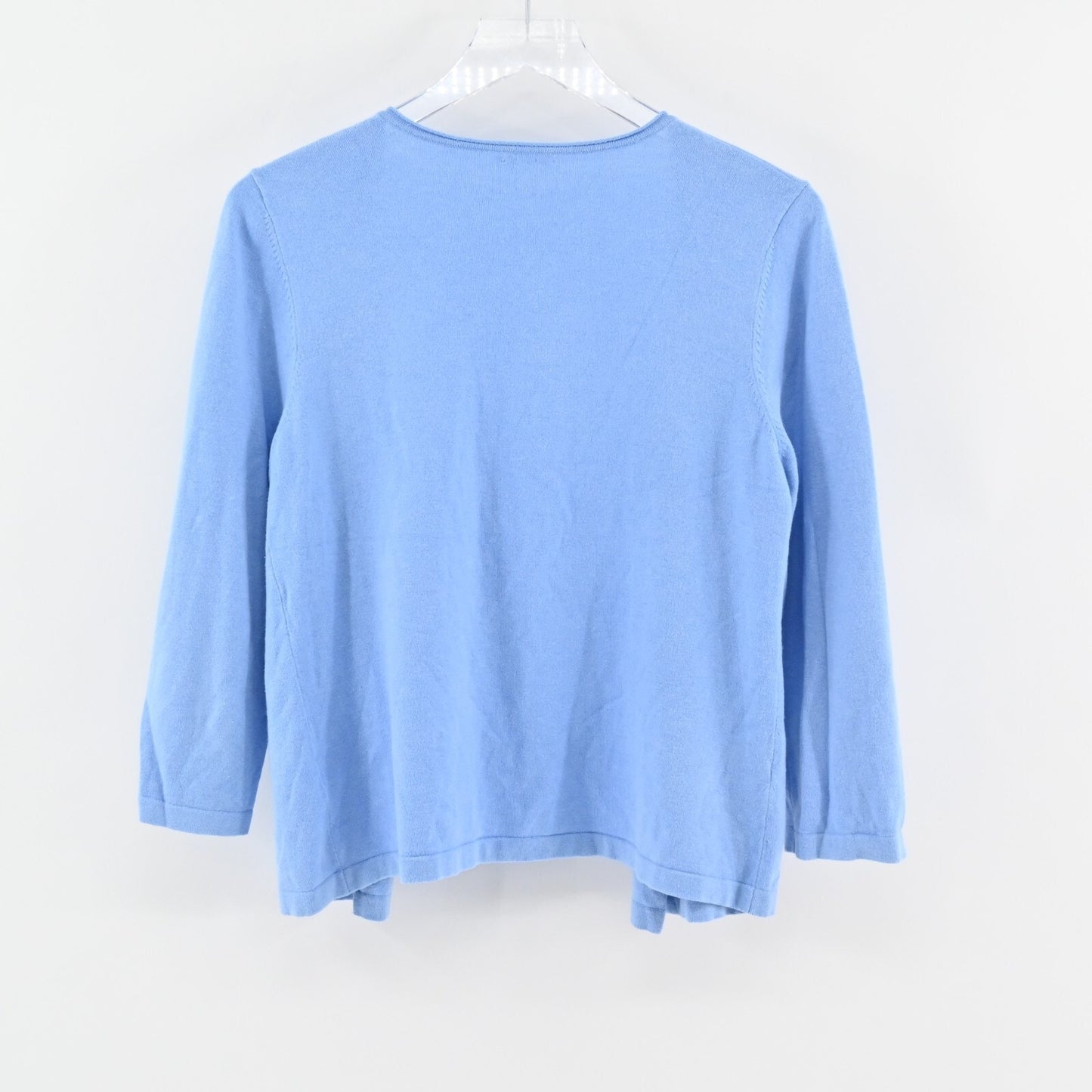 J MCLAUGHLIN Cardigan Sweater Womens Size M Solid Blue Cotton Modal Blend Knit