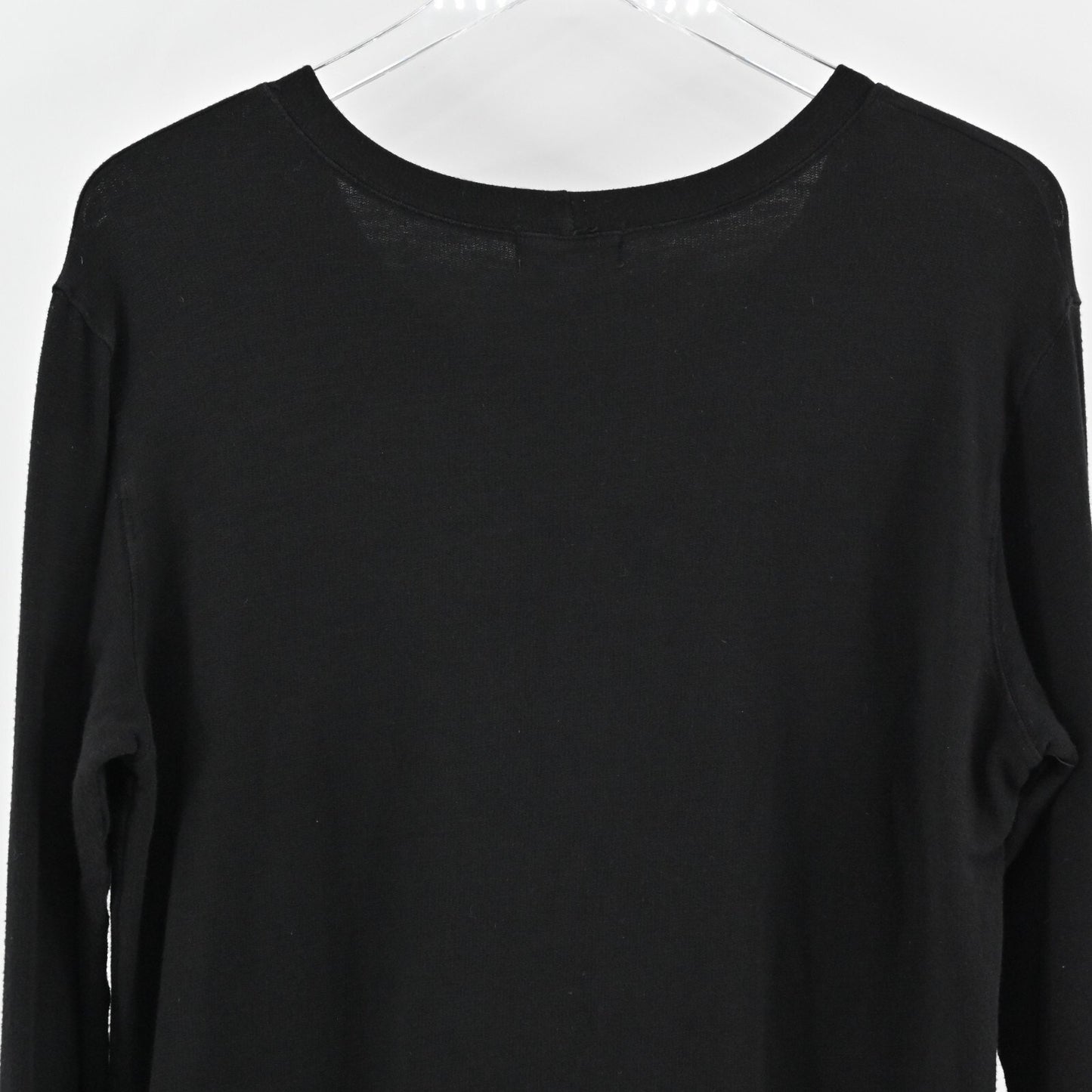 MONROW Top Womens Sz L Black Long Sleeve Scoop Neck Stretch Capsule Quiet Luxury