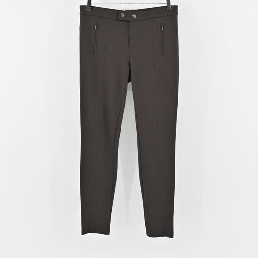 VINCE Pants Womens Size 6 Front Seam Ponte Solid Brown Skinny Leg Zip Pockets