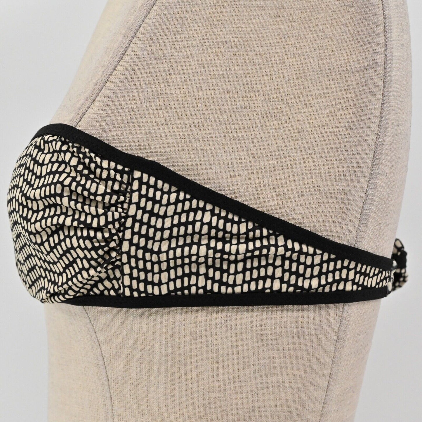 MALIZIA LA PERLA Swimsuit Top Womens Size 6 Black Cream Dot Strapless Bandeau
