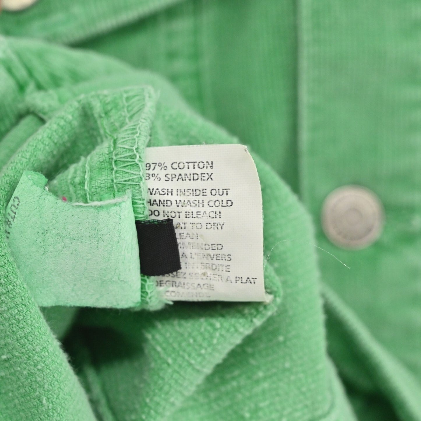 Vtg HUDSON Womens Trucker Jacket Size S Green Corduroy Distressed Made in USA