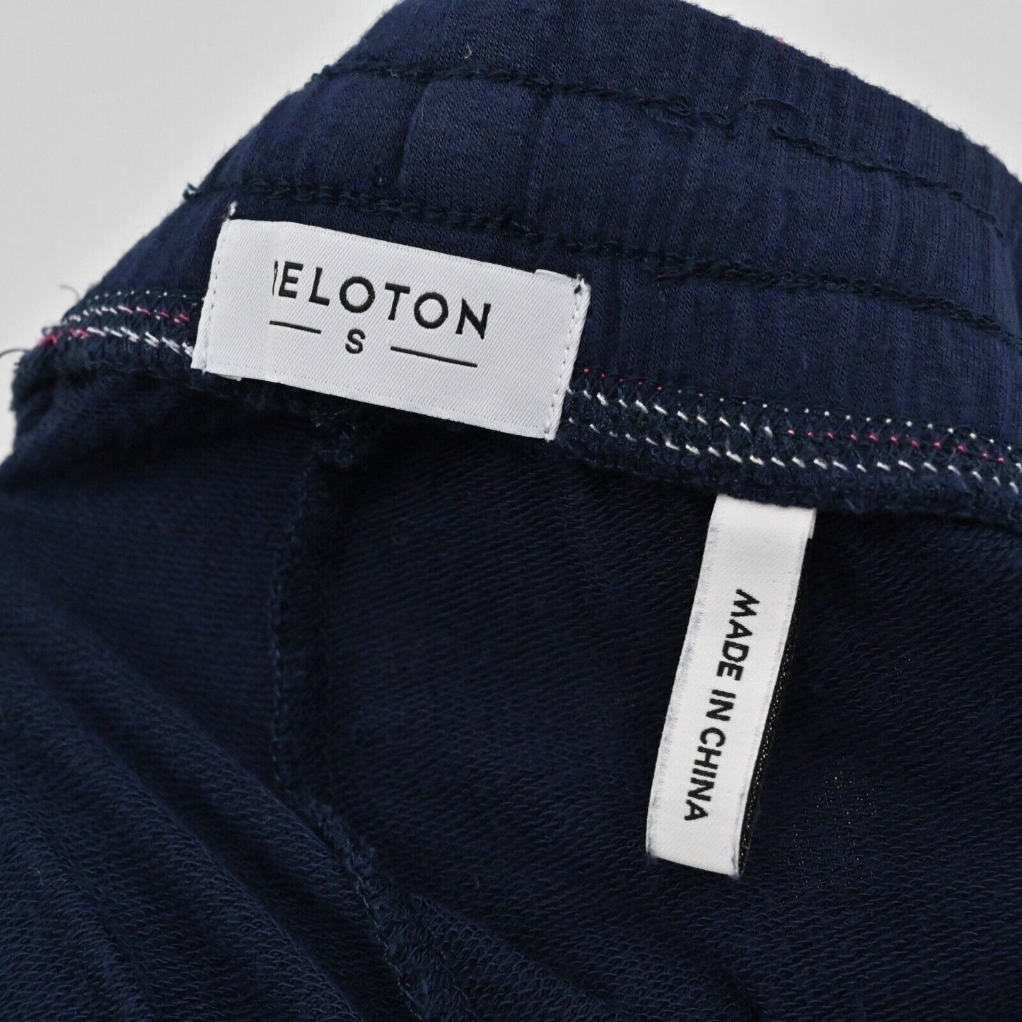 PELOTON Pants Womens Sz S Navy Blue Pink Logo High Rise Sleepover Jogger Sweats