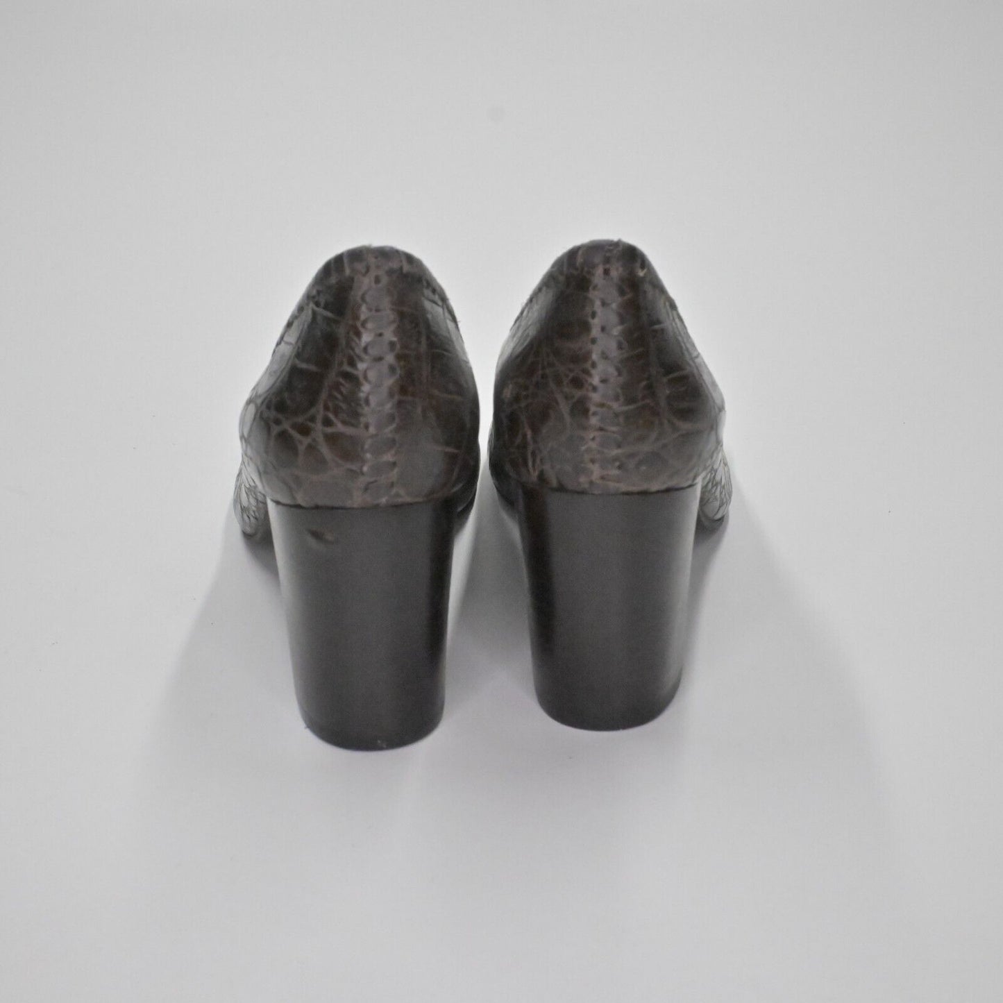 JACK ROGERS Heels Womens Size 7 Coin Isabelle Brown Croc Leather Pump Round Toe