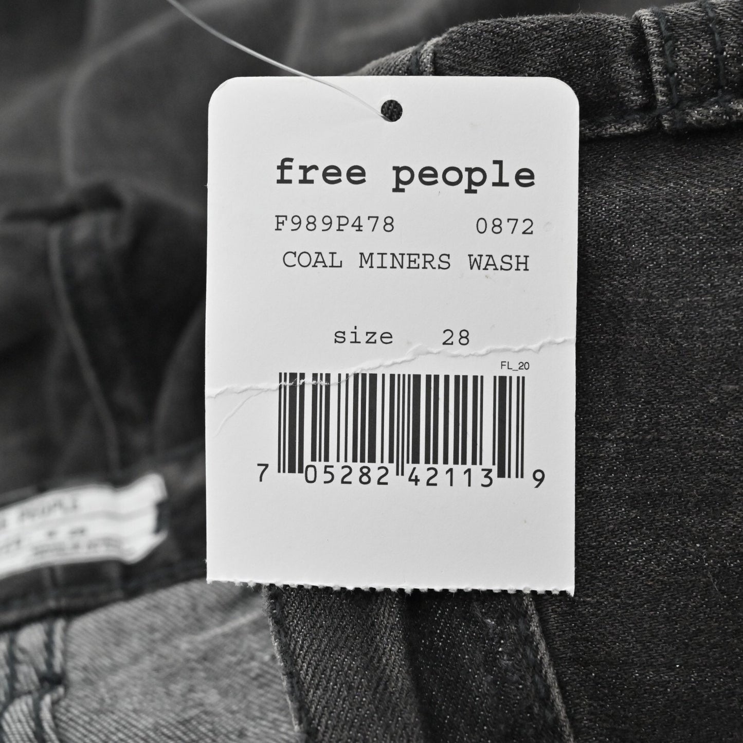 FREE PEOPLE Jeans Womens Sz 28 Coal Miners Washed Black Distressed Boho Festival