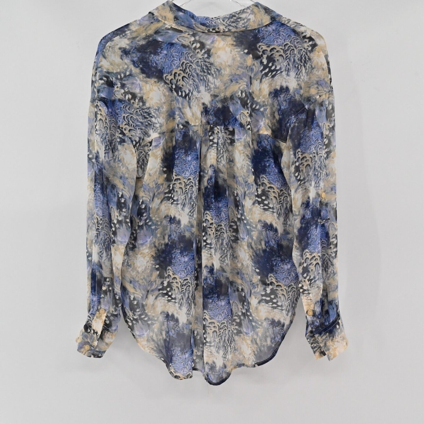 FREE PEOPLE Top Womens Sz XS Easy Rider Long Sleeve Abstract Print Sheer Blouse